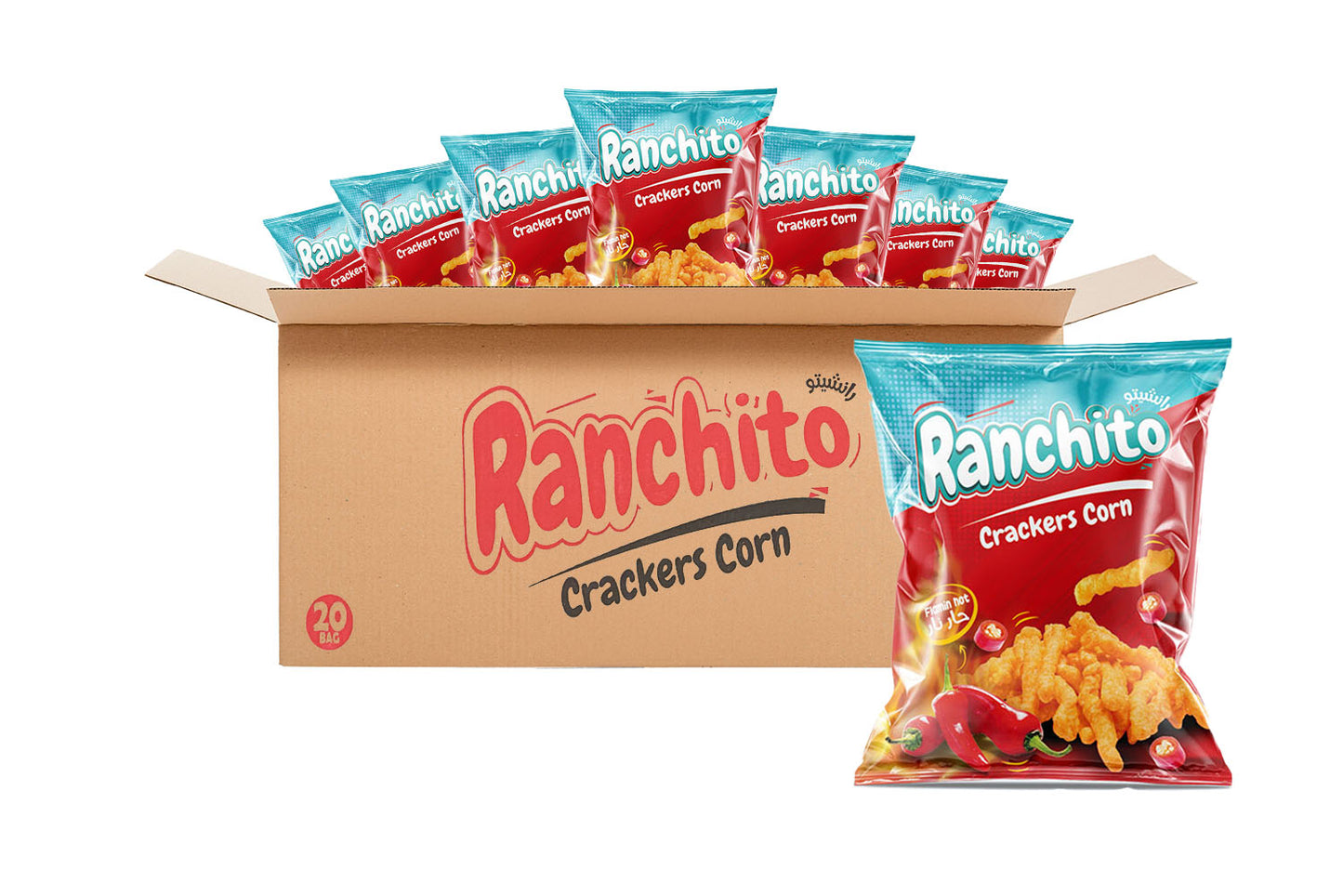 Ranchito Crackers Corn Crispy Chips flamin hot (pack of 20)