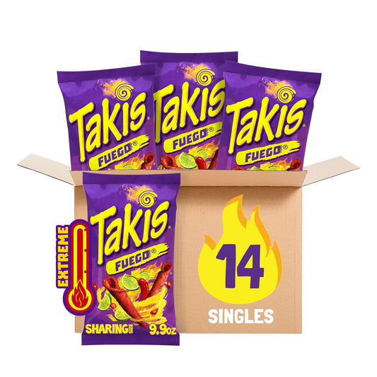 Takis Fuego 9.9 oz (Pack of 14) Hot Chili Pepper & Lime
