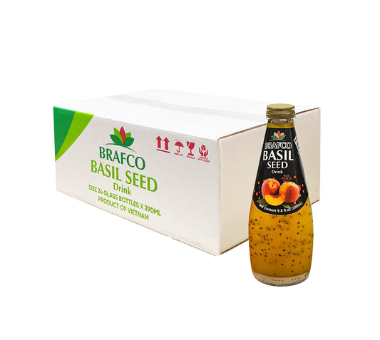 BRAFCO Basil Seed Drink Peach Flavor 9.8 oz (Pack of 24)