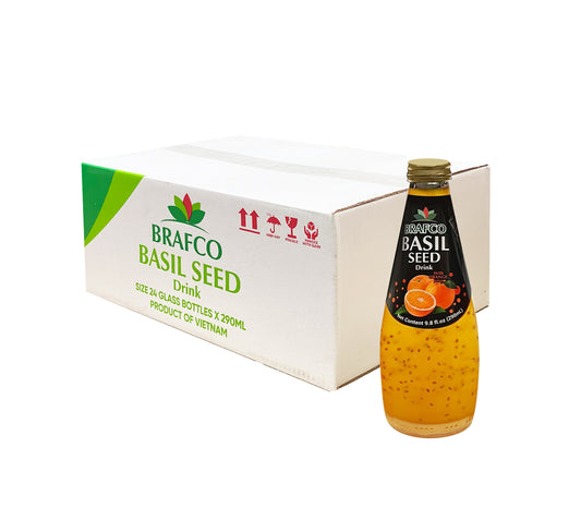 BRAFCO Basil Seed Drink Orange Flavor 9.8 oz (Pack of 24)