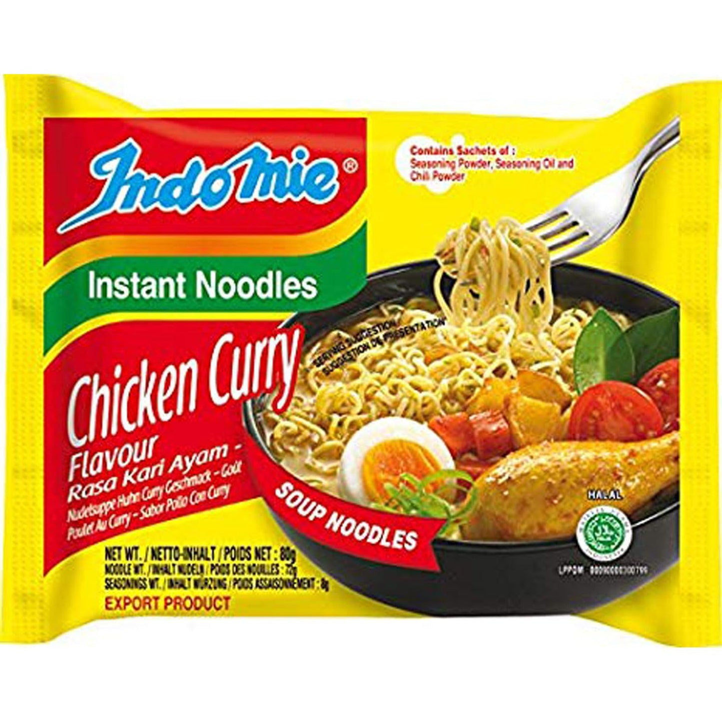 Indomie Instant Noodles, Chicken Curry Flavor (Pack of 30)