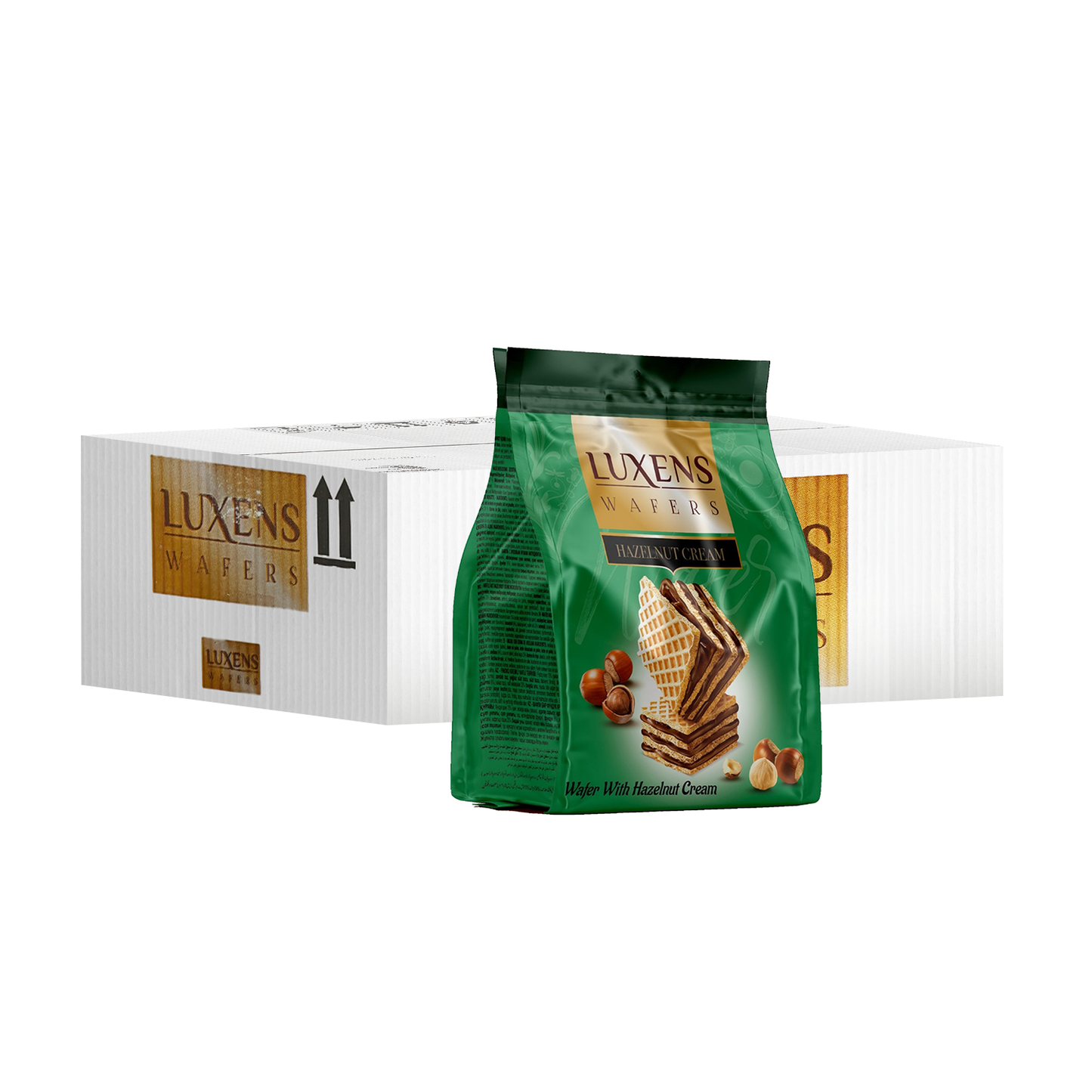 LUXENS Wafers Cubes Hazelnut Cream 250 gram (Pack of 12)