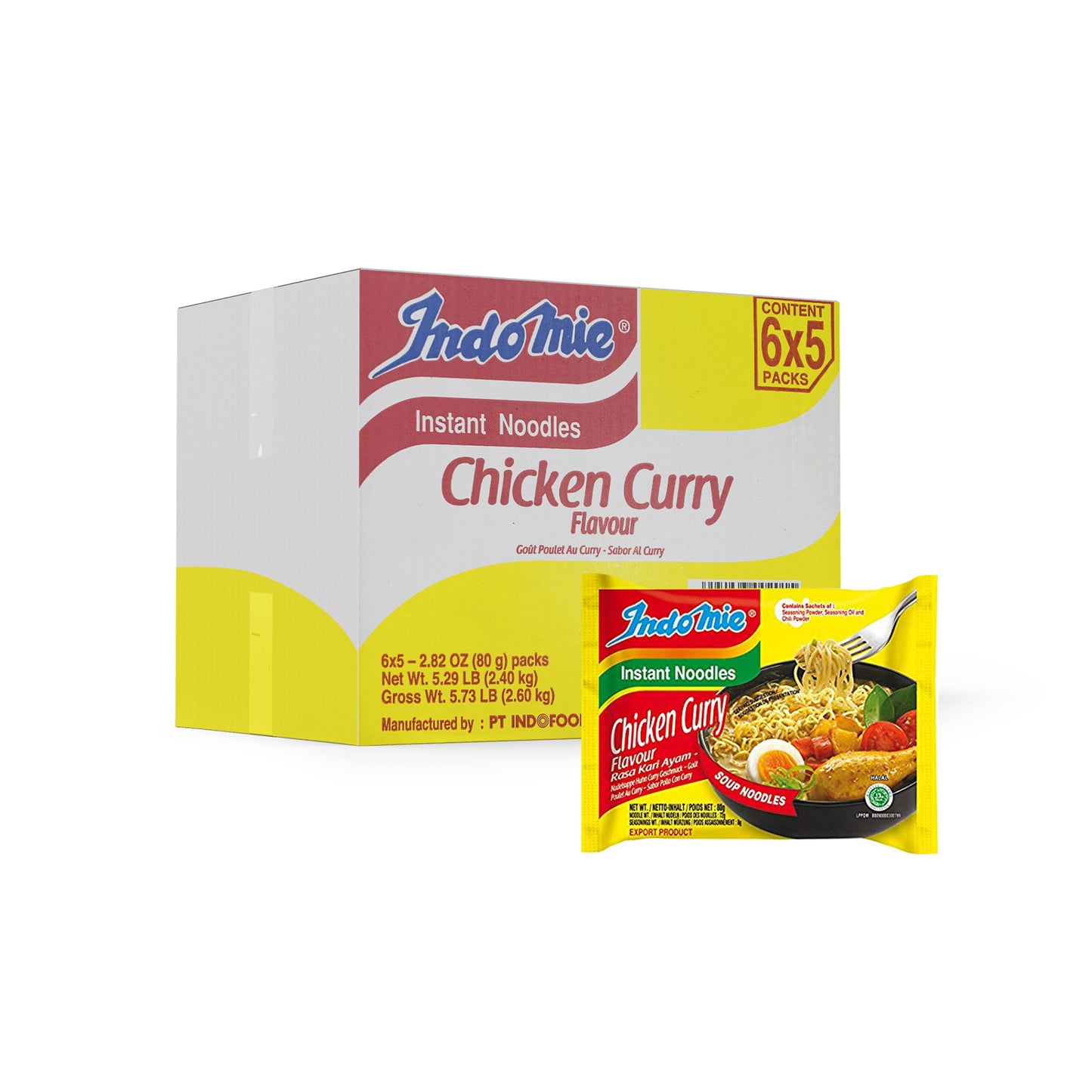 Indomie Instant Noodles, Chicken Curry Flavor (Pack of 30)