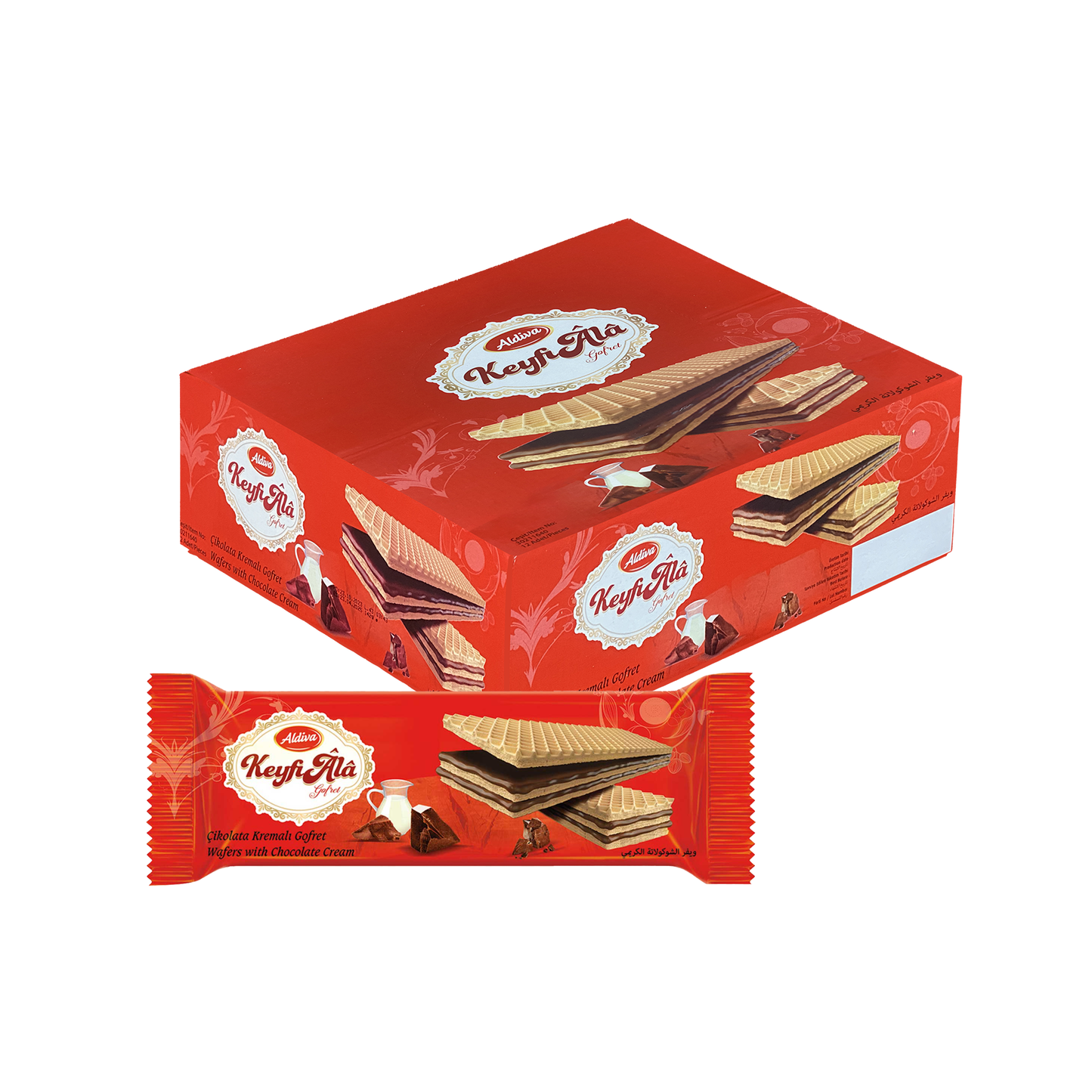 ALDIVA Keyfi Ala Wafers With Chocolate Cream 142 gram (pack of 12)
