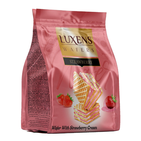 LUXENS Wafers Cubes Strawberry Cream 250 gram (Pack of 12)
