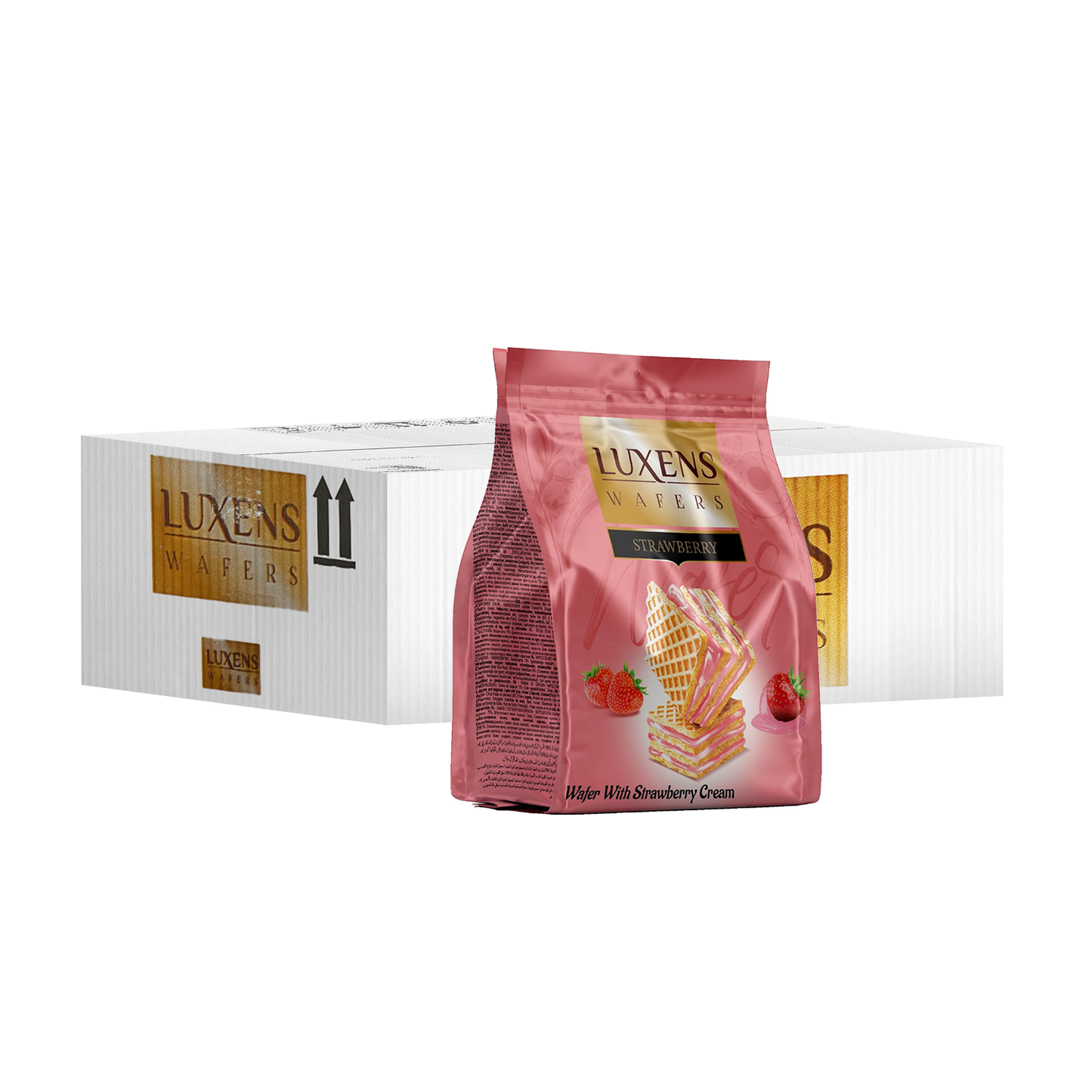 LUXENS Wafers Cubes Strawberry Cream 250 gram (Pack of 12)