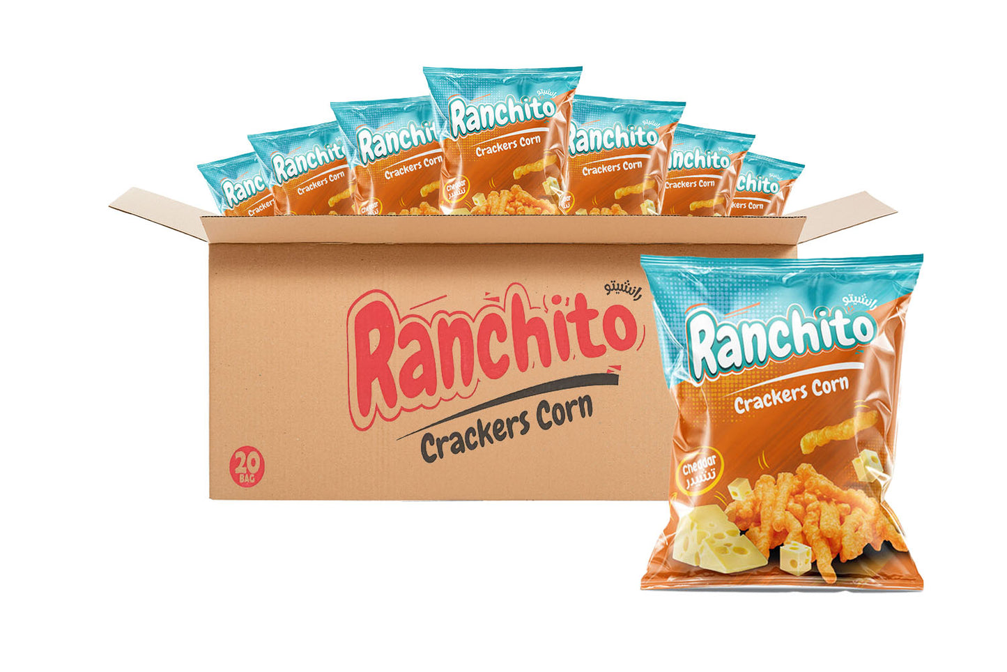Ranchito Crackers Corn Crispy Chips Cheddar (pack of 20)
