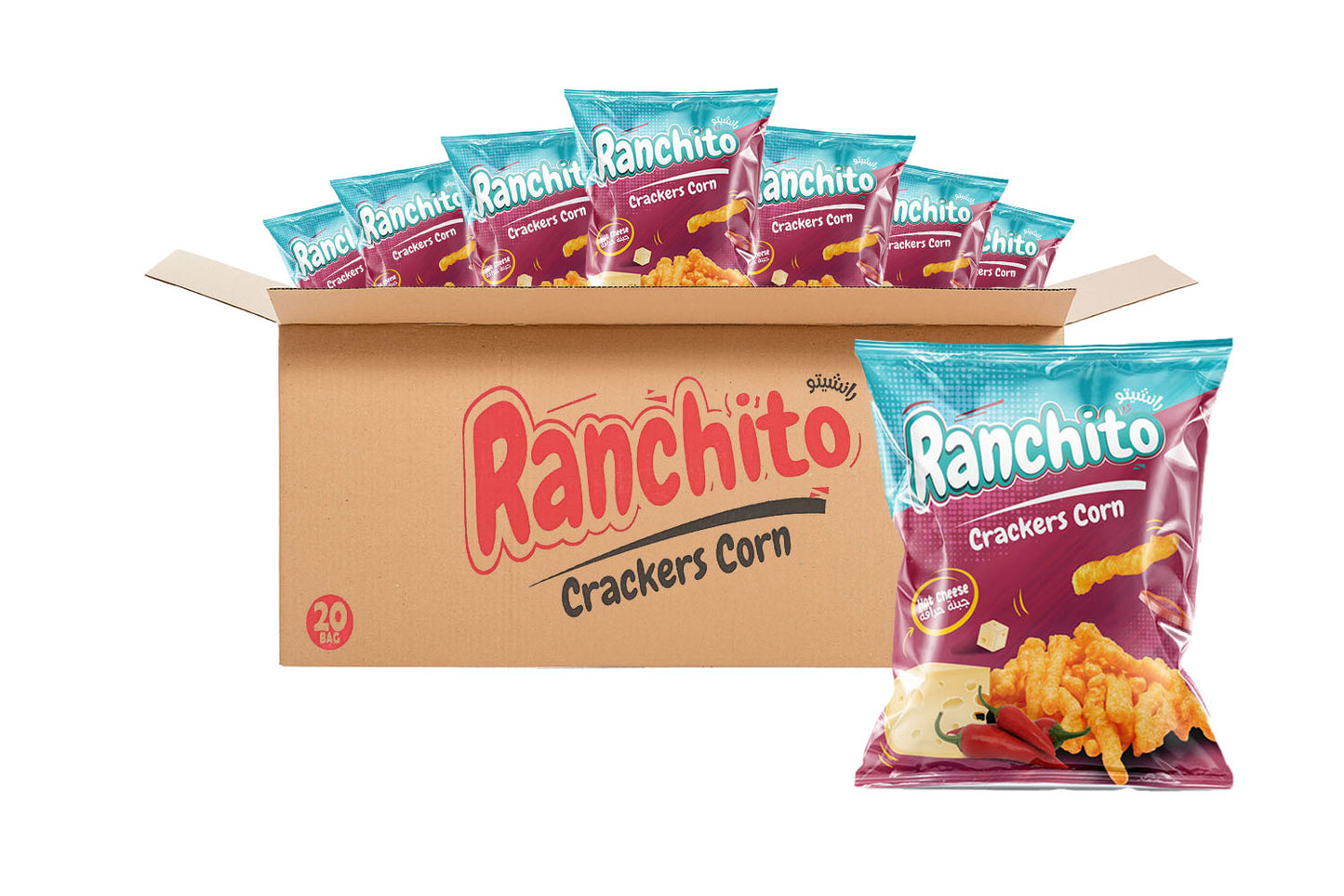 Ranchito Crackers Corn Crispy Chips Hot Cheese (pack of 20)