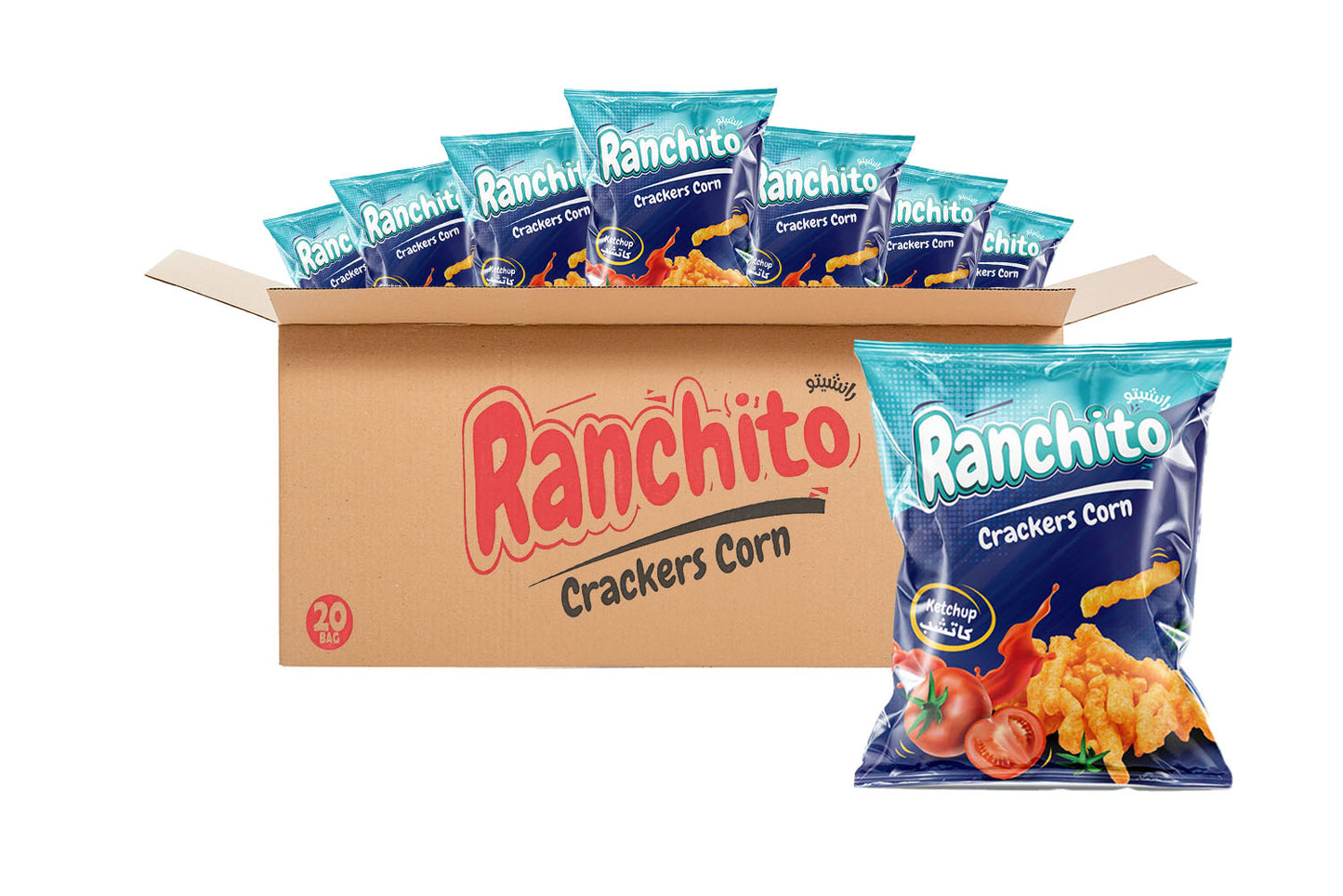 Ranchito Crackers Corn Crispy Chips Ketchup (pack of 20)
