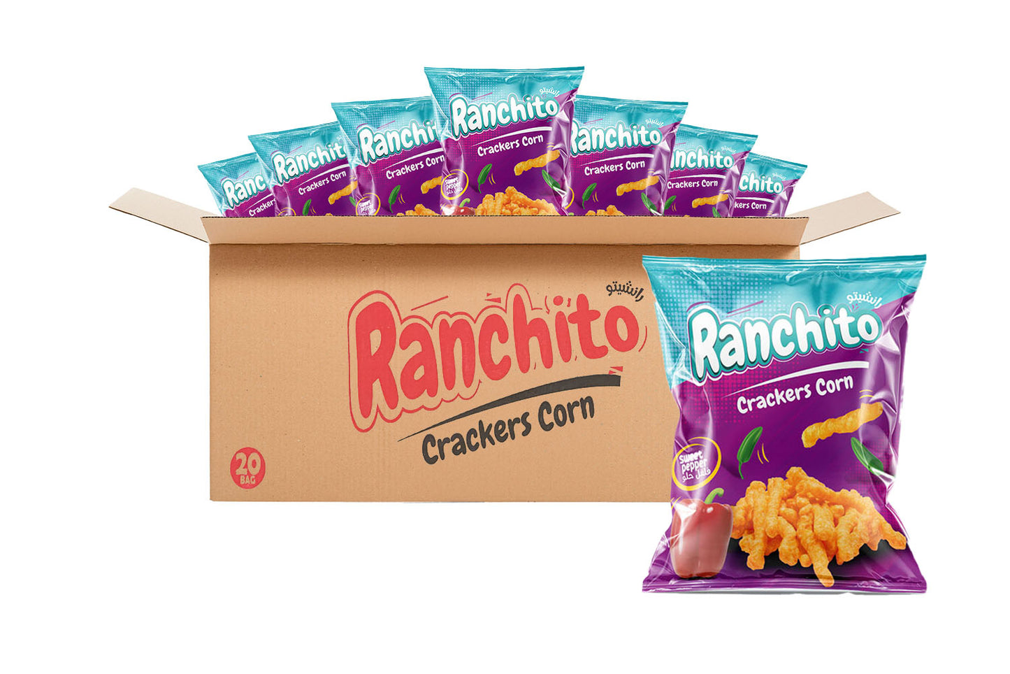 Ranchito Crackers Corn Crispy Chips Sweet Pepper (pack of 20)